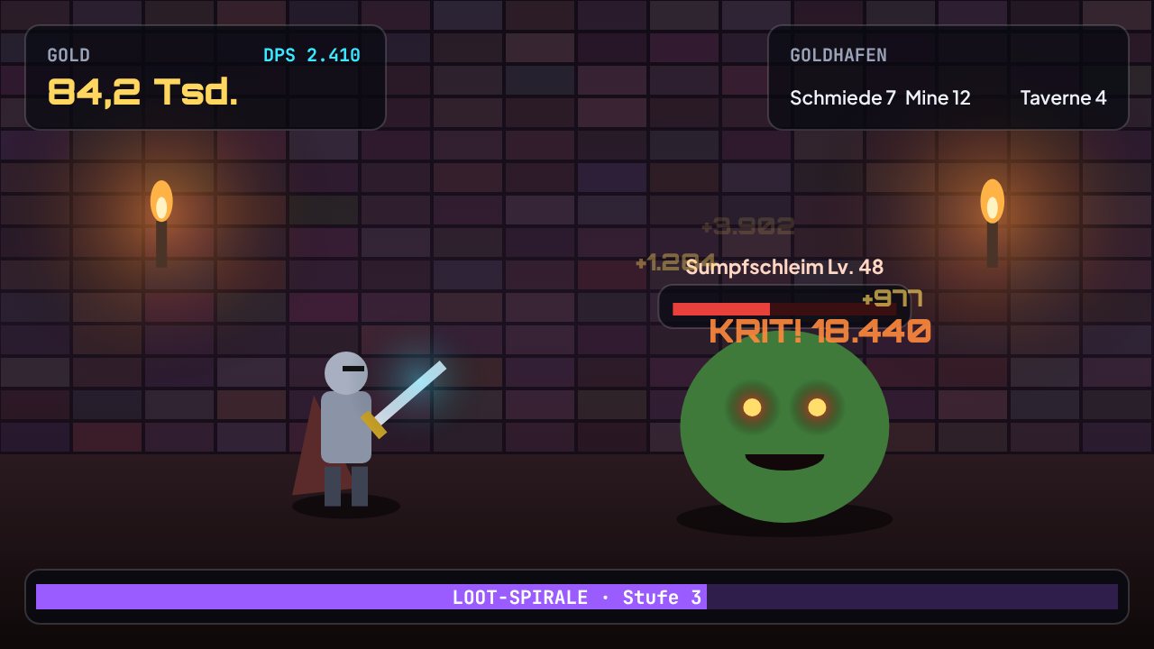 Screenshot aus Idle Legenden: Kampf gegen den Sumpfschleim