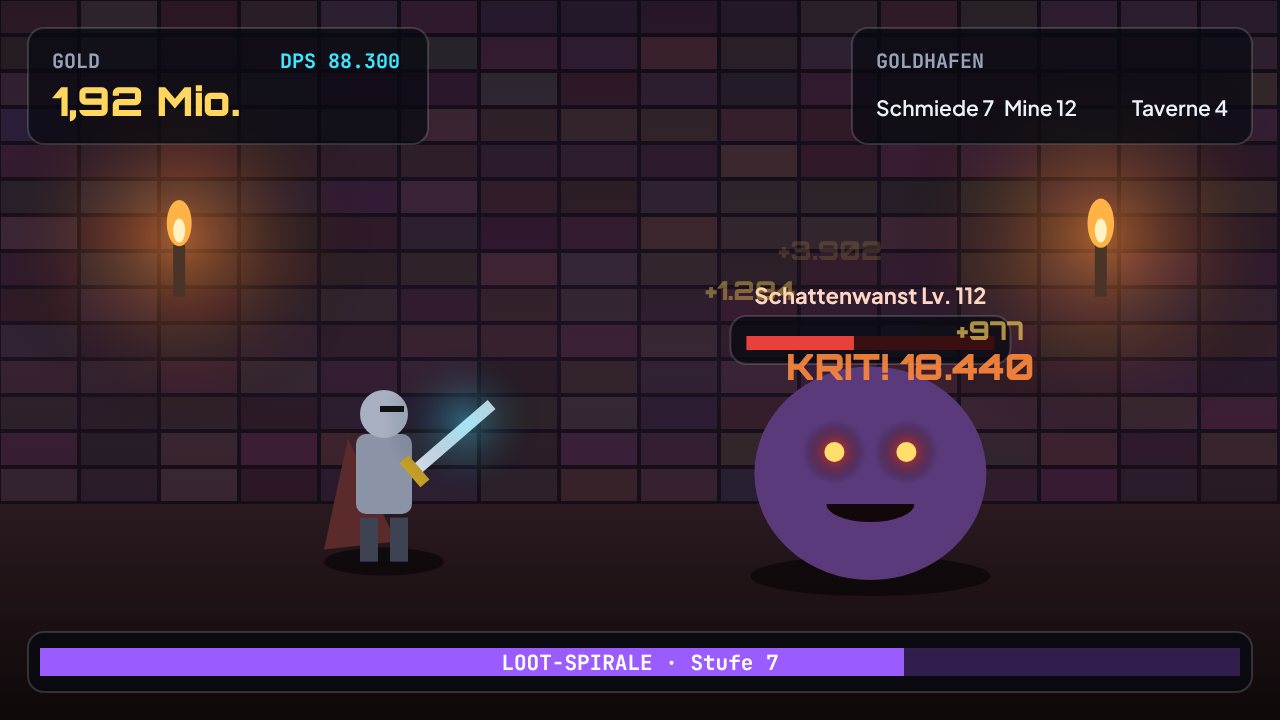 Screenshot aus Idle Legenden: Schattenwanst in den Katakomben